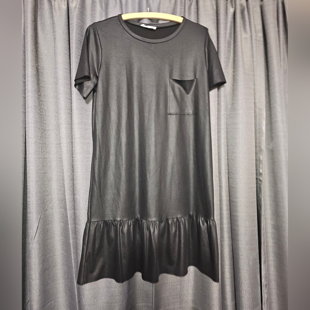 First Love Black Ruffle Hem Mini Dress